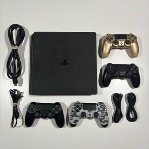 Sony PlayStation 4 PS4 Slim CUH-2115B 1TB Console 4 Controllers Tested & Works